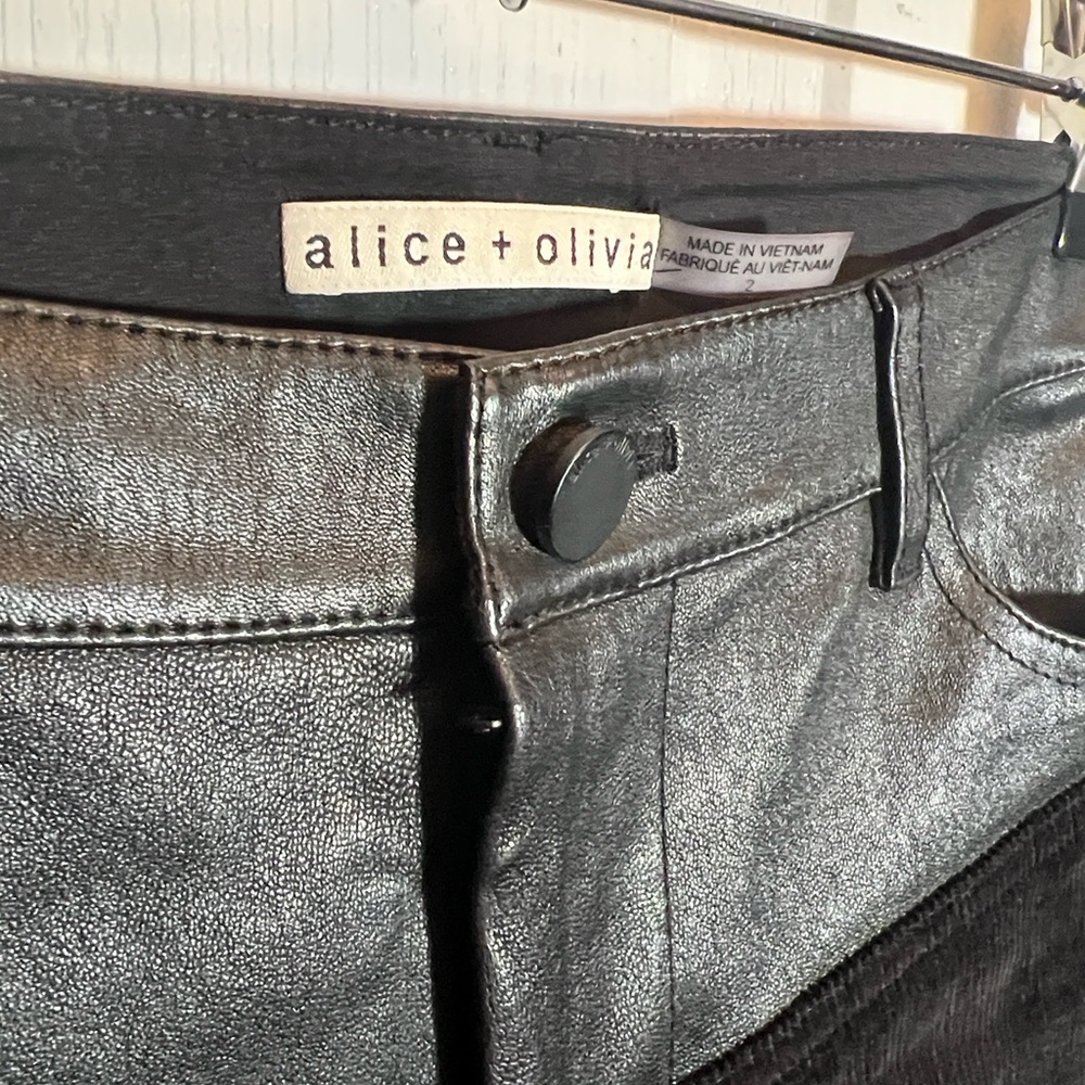 Alice + Olivia Lamb Skin & Corduroy Flare Jeans - Picture 5 of 7